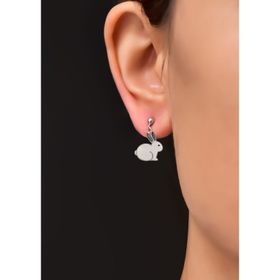 Papatya Silver 925 Ayar Gümüş Kazımalı Tavşan Çivili Küpe