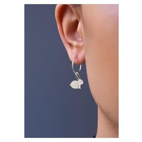 Papatya Silver 925 Ayar Gümüş Kazımalı Tavşan Halka Küpe