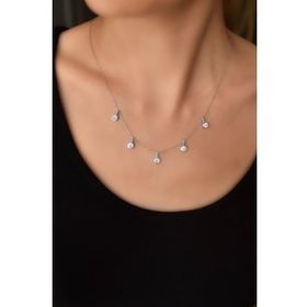 Papatya Silver 925 Ayar Gümüş Mineli Gözlü Yuvarlak Zirkon Taşlı Sallantılı Kolye