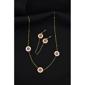 Papatya Silver 925 Ayar Gümüş Parlayan Rüya Serisi Tasarım Yuvarlak Ebruli Cam Boyalı Top Zincirli Kolye, Küpe Set