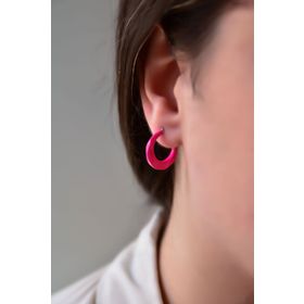 Papatya Silver 925 Ayar Gümüş Pembe Mineli Halka Küpe