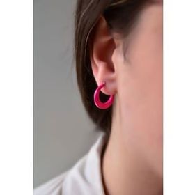 Papatya Silver 925 Ayar Gümüş Pembe Mineli Halka Küpe