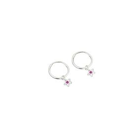 Papatya Silver 925 Ayar Gümüş Pembe Taşlı Yıldız Model Halka Küpe