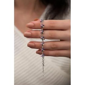 Papatya Silver 925 Ayar Gümüş Rodum Kaplama Renkli Baget Taşlı Çiçek Bileklik