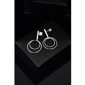 Papatya Silver 925 Ayar Gümüş Rodyum Çivili İçi İçe Halka Küpe