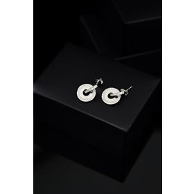 Papatya Silver 925 Ayar Gümüş Rodyum Çivili Zirkon Taşlı Plaka Küpe
