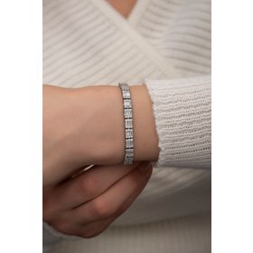 Papatya Silver 925 Ayar Gümüş Rodyum Kaplama Baget Taşlı Kadın Bileklik