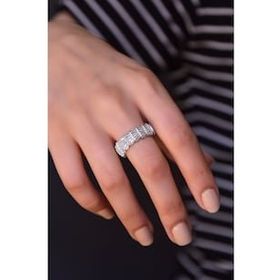 Papatya Silver 925 Ayar Gümüş Rodyum Kaplama Baget Taşlı Tamtur Yüzük