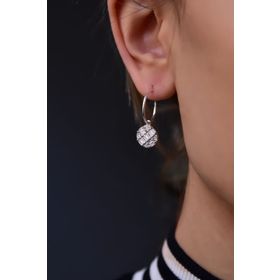 Papatya Silver 925 Ayar Gümüş Rodyum Kaplama Baget Taşlı Yuvarlak Halka Küpe