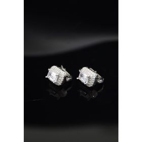 Papatya Silver 925 Ayar Gümüş Rodyum Kaplama Baget Taşlı Yuvarlak Halka Küpe