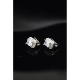 Papatya Silver 925 Ayar Gümüş Rodyum Kaplama Baget Taşlı Yuvarlak Halka Küpe
