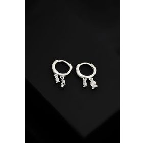Papatya Silver 925 Ayar Gümüş Rodyum Kaplama Balık Figürlü Halka Kadın Küpe
