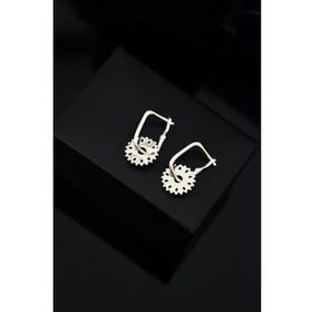 Papatya Silver 925 Ayar Gümüş Rodyum Kaplama Çark Halka Küpe
