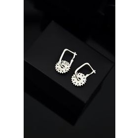 Papatya Silver 925 Ayar Gümüş Rodyum Kaplama Çark Halka Küpe