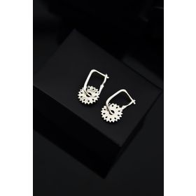 Papatya Silver 925 Ayar Gümüş Rodyum Kaplama Çark Halka Küpe
