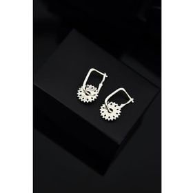 Papatya Silver 925 Ayar Gümüş Rodyum Kaplama Çark Halka Küpe