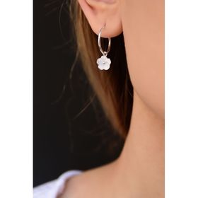 Papatya Silver 925 Ayar Gümüş Rodyum Kaplama Çiçek Halka Küpe