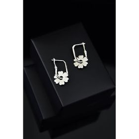 Papatya Silver 925 Ayar Gümüş Rodyum Kaplama Çiçek Halka Küpe