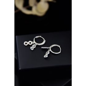 Papatya Silver 925 Ayar Gümüş Rodyum Kaplama Çift Plaka Sonsuzluk Figürlü Halka Kadın Küpe