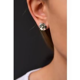 Papatya Silver 925 Ayar Gümüş Rodyum Kaplama Doğum Taşı Tohumlu Linum Çiçeği Küpe