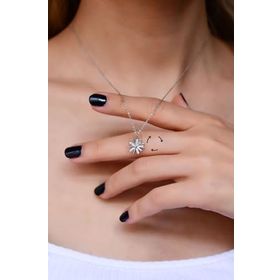 Papatya Silver 925 Ayar Gümüş Rodyum Kaplama Dönen Dümen Kolye