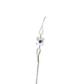Papatya Silver 925 Ayar Gümüş Rodyum Kaplama Eylül Ayı Doğum Taşlı Şans Dört Yapraklı Yonca Bileklik