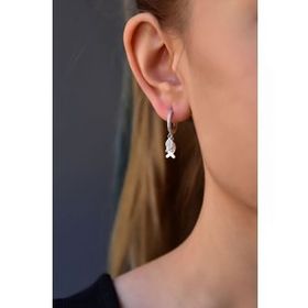 Papatya Silver 925 Ayar Gümüş Rodyum Kaplama Fish Halka Küpe