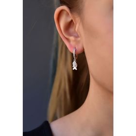 Papatya Silver 925 Ayar Gümüş Rodyum Kaplama Fish Halka Küpe