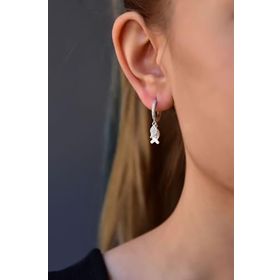 Papatya Silver 925 Ayar Gümüş Rodyum Kaplama Fish Halka Küpe