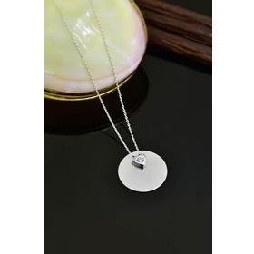 Papatya Silver 925 Ayar Gümüş Rodyum Kaplama Kalp Tektaş Plaka Kolye