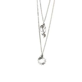 Papatya Silver 925 Ayar Gümüş Rodyum Kaplama Kristal Kesim Gül Ve Güneş Asansörlü Kolye