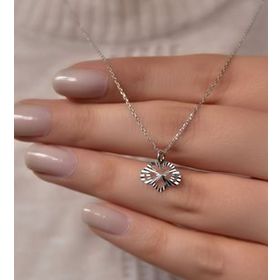 Papatya Silver 925 Ayar Gümüş Rodyum Kaplama Kristal Kesim Kalp Sonsuzluk Kolye
