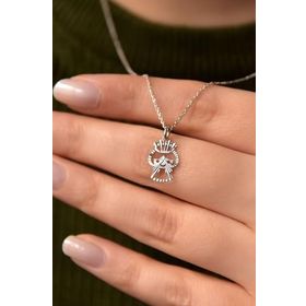 Papatya Silver 925 Ayar Gümüş Rodyum Kaplama Kristal Kesim Prenses Kadın Kolye