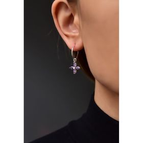 Papatya Silver 925 Ayar Gümüş Rodyum Kaplama Mor Zirkon Taşlı Plumeria Halka Küpe