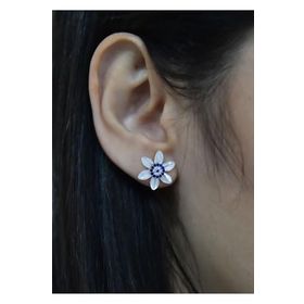 Papatya Silver 925 Ayar Gümüş Rodyum Kaplama Nazar Sedef Küpe
