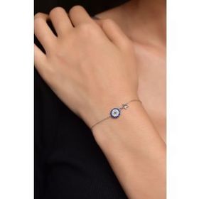 Papatya Silver 925 Ayar Gümüş Rodyum Kaplama Nazar Yıldız Bileklik