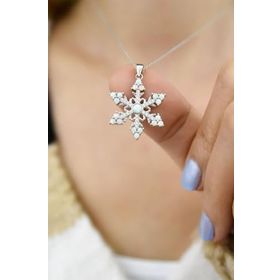 Papatya Silver 925 Ayar Gümüş Rodyum Kaplama Opal Kar Çiçeği Kolye