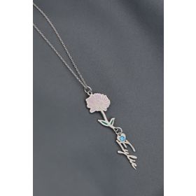 Papatya Silver 925 Ayar Gümüş Rodyum Kaplama Özel Tasarım Kalp Doğum Taşlı Mineli Kasım Ayı Çiçeği Isim Kolye