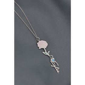 Papatya Silver 925 Ayar Gümüş Rodyum Kaplama Özel Tasarım Kalp Doğum Taşlı Mineli Kasım Ayı Çiçeği Isim Kolye