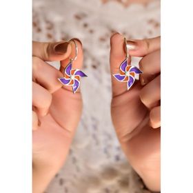 Papatya Silver 925 Ayar Gümüş Rodyum Kaplama Özel Tasarım Rüzgar Gülü Küpe