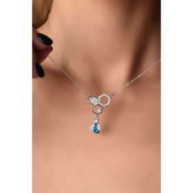 Papatya Silver 925 Ayar Gümüş Rodyum Kaplama Özel Tasarım Taşlı Petek Arı Kadın Kolye