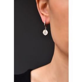 Papatya Silver 925 Ayar Gümüş Rodyum Kaplama Peace Symbol Küpe