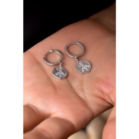 Papatya Silver 925 Ayar Gümüş Rodyum Kaplama Peace Symbol Küpe