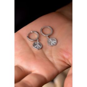 Papatya Silver 925 Ayar Gümüş Rodyum Kaplama Peace Symbol Küpe