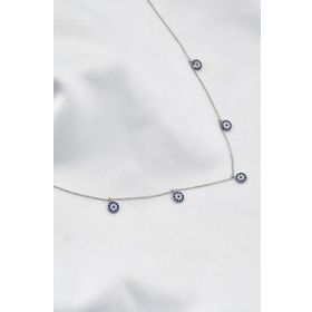 Papatya Silver 925 Ayar Gümüş Rodyum Kaplama Sıralı Nazar Şans Kolyesi