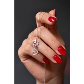 Papatya Silver 925 Ayar Gümüş Rodyum Kaplama Sonsuzluk Anne Çocuk Kolye