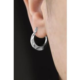 Papatya Silver 925 Ayar Gümüş Rodyum Kaplama Soyut Halka Küpe