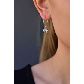 Papatya Silver 925 Ayar Gümüş Rodyum Kaplama Spinning Snowflake Halka Küpe