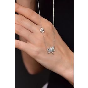 Papatya Silver 925 Ayar Gümüş Rodyum Kaplama Ve Yusufçuk Kolye