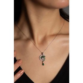 Papatya Silver 925 Ayar Gümüş Rodyum Kaplama Yeşim Taş Renkli Spiral Snail Tasarım Kolye
